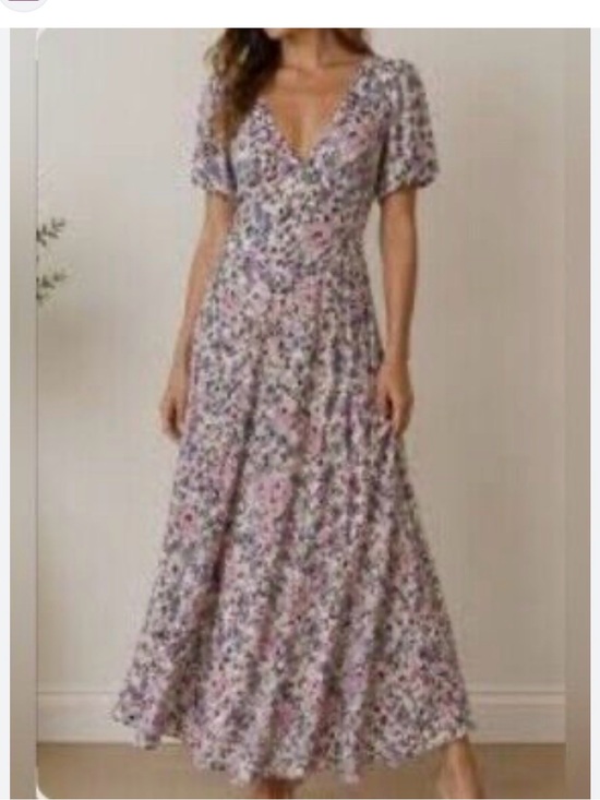 BCBGeneration Dresses & Skirts - BCBGeneration Pink Floral V-Neck Short Sleeve Maxi Dress